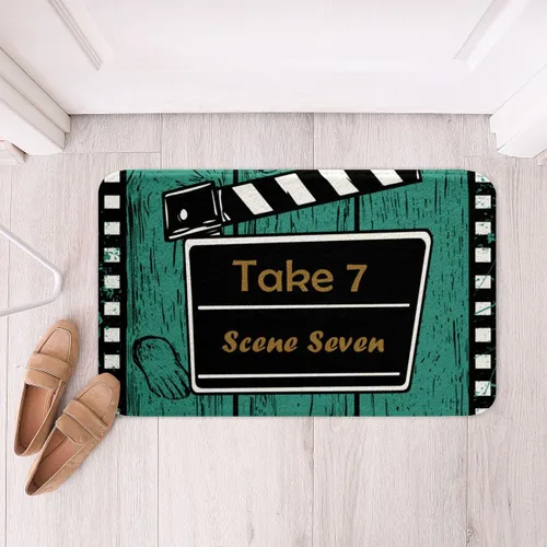 Vista 32 de Homewish Theater Cinema Poster Bathroom Rugs,Retro Movie Non Slip Bath Mat Popcorn Bathroom Indoor Floor Mats,Movie Night Shaggy Absorbent Bathtub