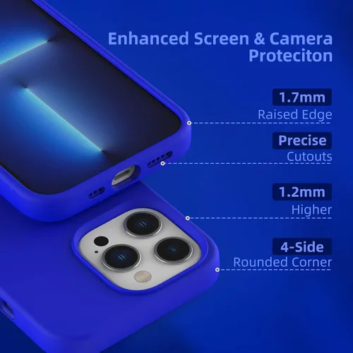 Vista 3 de Funda compatible con iPhone 13 Pro, [Protección contra caídas] [Anti-huellas dactilares] Funda de silicona líquida a prueba de golpes con forro