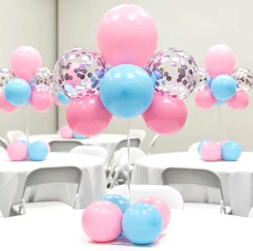 Vista 7 de lightsfever Kit de soporte acrílico reutilizable para globos, exhibición de mesa resistente con palos y base, soportes de globos para centros