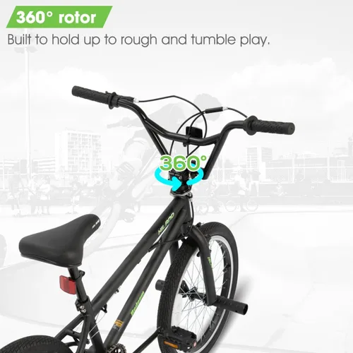 Vista 4 de HILAND 20 inch Kids BMX Bicycle for Boys Girls Age 5-12 Years Old, 360 Degree Gyro & 4 Pegs, Kids Bike for Beginner-Level to Advanced Riders