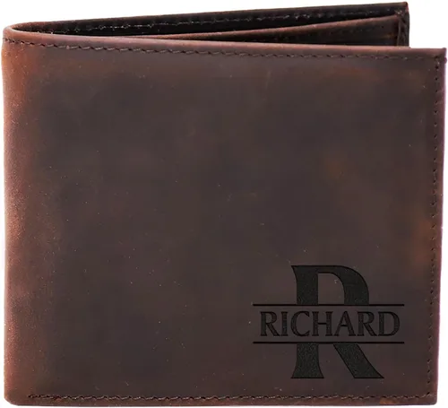 Vista 3 de Billetera personalizable para hombre, carteras plegables con monograma personalizadas para hombres, regalos personalizados para hombres, novio