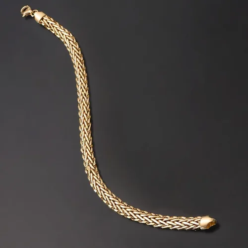 Vista 3 de Ross-Simons Pulsera de trigo trenzado de oro amarillo de 14 quilates. 8.5 pulgadas, Oro, Sin gemas.