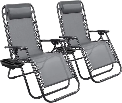 Vista 11 de Devoko Patio Zero Gravity Chair - Silla plegable para exteriores, sillas reclinables ajustables para uso junto a la piscina, silla lounge de jardín