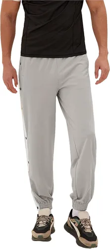 Vista 6 de Men's Tear Away Basketball Track Pants High Split Side Snap Cinch Bottoms Negro
