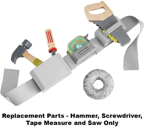 Vista 3 de Piezas de repuesto para cinturón de herramientas Fisher-Price DIY - GGT60 ~ Martillo de simulación de repuesto, destornillador, cinta métrica