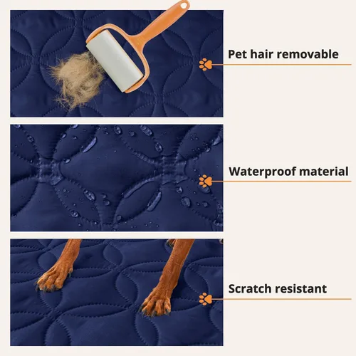 Vista 5 de BESTSWEETIE Funda de sofá lavable para perros, 100% impermeable, funda de sofá antideslizante y lavable (30 x 70 pulgadas, azul marino)