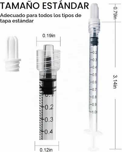 Vista 4 de Jeringa Luer Lock de 1ml sin aguja - Jeringas de plástico de 1cc, estériles, selladas individualmente, paquete de 10