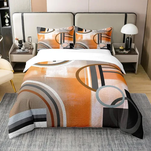 Vista 11 de Erosebridal Juego de ropa de cama de 100 % algodón a cuadros para niños y niñas, funda de edredón a cuadros, funda de edredón moderna geométrica