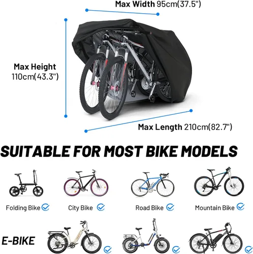 Vista 3 de Favoto - Funda impermeable para bicicleta al aire libre - Cubierta de bicicleta para 2 bicicletas XXL, protección contra el sol, la lluvia, el polvo