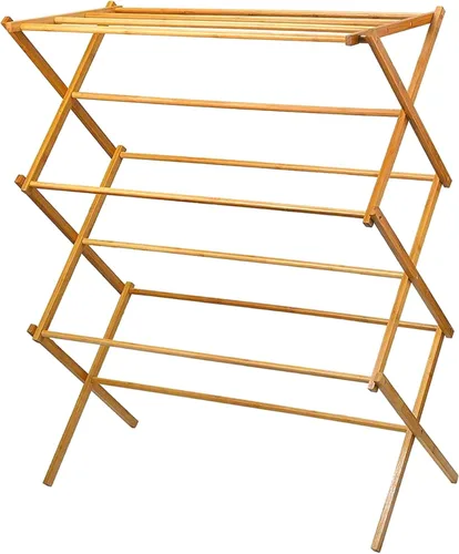 Vista 6 de Home-It rejilla de bambú para secar la ropa de 14 1/2 x 29 1/2 x 41 3/4 pulgadas