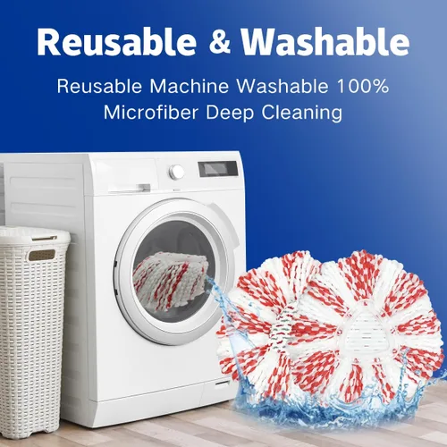 Vista 6 de Paquete de 3 cabezales de repuesto para trapeador O-Ceda Easy Wring Spin Mop, repuesto de mopa giratoria de microfibra, repuesto de cabezal