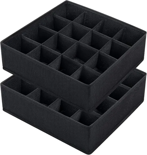 Vista 16 de Joyoldelf Organizador de cajones para calcetines, organizador de ropa interior, organizador de 16 celdas de tela, cajas de almacenamiento para Beige