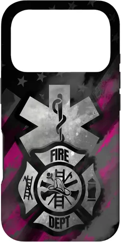 Vista 30 de EMT EMS Firefighter Pink Smoke Line USA American Flag Case for iPhone 17