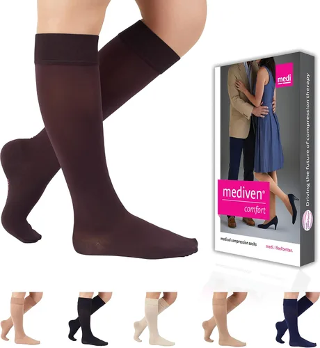 Vista 7 de Mediven Medias de compresión cómodas para mujer, 30-40 mmHg, hasta la rodilla