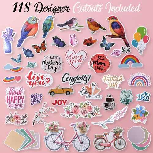 Vista 4 de Kits de fabricación de tarjetas para adultos y niños, 24 tarjetas de felicitación en blanco y sobres con suministros y juego de sellos, juego
