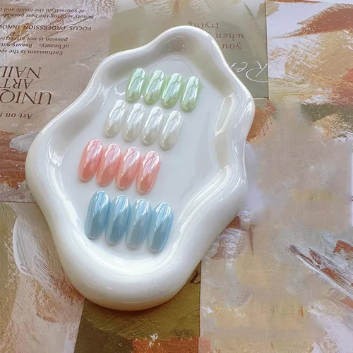 Vista 6 de 2 piezas de polvo de uñas cromo blanco lunar, polvo de brillo de uñas efecto espejo perlado mágico, pigmento cromo perla para decoración de uñas 2