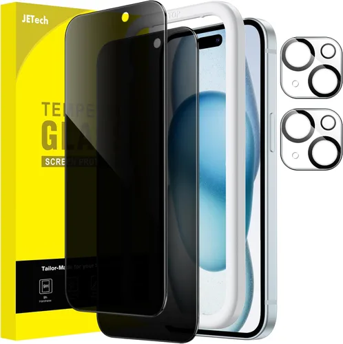 Vista 13 de JETech Protector de pantalla de privacidad para iPhone 11 de 6.1 pulgadas con protector de lente de cámara, película de vidrio templado antiespía