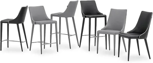 Vista 9 de ZURI Jillian - Silla de comedor de cuero sintético gris con respaldo curvado