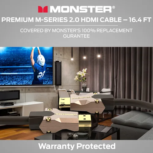 Vista 7 de Monster M-Series - Cable HDMI 2.0 de alta calidad certificado 2.0, 25 Gbps de alta velocidad, 4K UHD 60Hz, chaqueta Duraflex, blindaje de triple