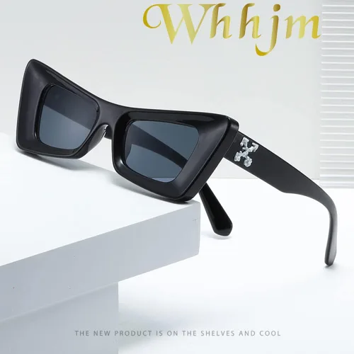 Vista 5 de WHHJM Gafas de sol vintage con diseño de ojo de gato para mujeres y hombres, rectangulares, gruesas, estilo retro de los años 90, protección UV400