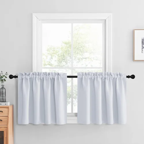 Vista 32 de NICETOWN Cortinas Opacas Cortas - Tratamiento de Ventana con Aislamiento Térmico, Niveles de Cortina Pequeños para Sala de Estar/Cocina, 2 Paneles