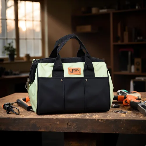 Vista 3 de Jetech Bolsa de herramientas de electricista resistente de 17.5 pulgadas, bolsa de almacenamiento de herramientas de boca ancha impermeable
