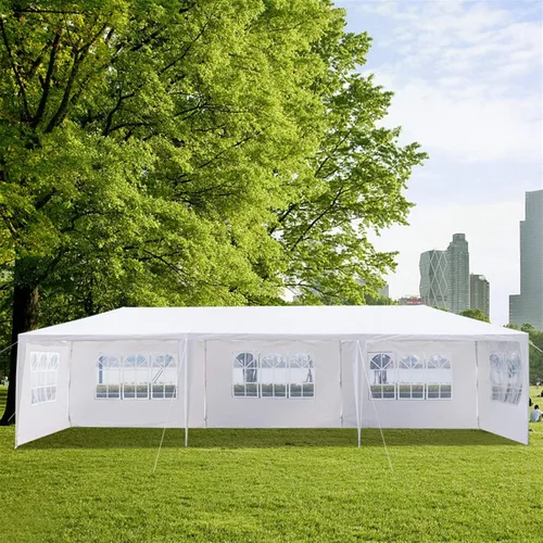 Vista 8 de Outvita Gazebo para exteriores, toldo blanco con paredes laterales, tienda de campaña para fiesta de boda con bloqueo UV para fiestas, refugio