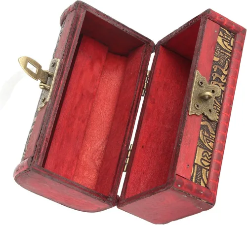 Vista 8 de Caja de madera vintage con cerradura, cofre del tesoro antiguo con cerradura, pequeño joyero de madera con cerradura para almacenamiento de joyas