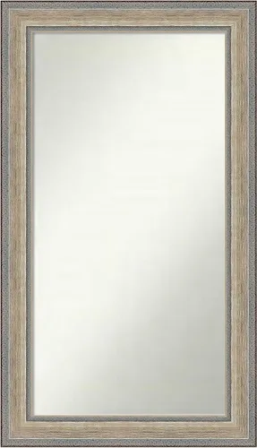 Vista 219 de Amanti Art Espejo de baño plateado para sobre el fregadero, 28 x 37 pulgadas, elegante espejo rectangular de peltre cepillado, marco de madera