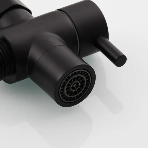 Vista 7 de Tecmolog Válvula desviadora de grifo de latón con aireador y adaptador roscado macho M22 a M24, divisor desviador de fregadero de 3 vías negro