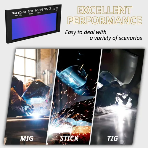 Vista 4 de Lente de soldadura HD de oscurecimiento automático, lente de filtro de soldadura de color verdadero de 2 x 4.25 pulgadas, con 2 piezas de repuesto