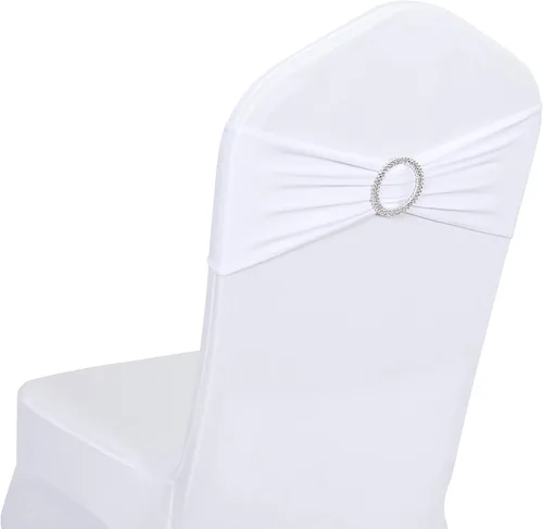 Vista 7 de Obstal 10 cintas elásticas de elastano para sillas de recepción de boda, bandas elásticas universales para silla con hebilla deslizante