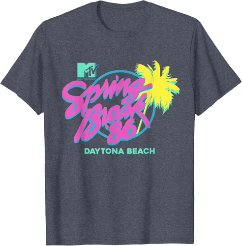 Vista 36 de MTV Camiseta de cuello redondo de ajuste clásico - Spring Break Daytona Beach, negro, adulto, manga corta, algodón y poliéster