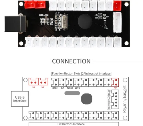 Vista 3 de Easyget Zero Delay Arcade Game USB Encoder PC a Joystick para MAME y Frambuesa Pi Retropie Proyectos de ajuste perfecto SANWA Partes