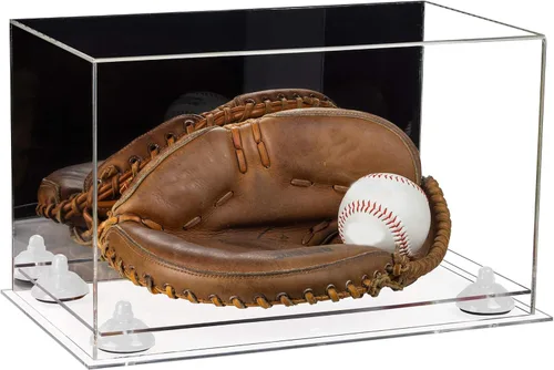 Vista 26 de Better Display Cases Vitrina de guantes de béisbol de acrílico transparente con elevadores negros (A011/V16)