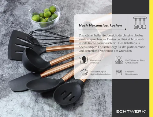 Vista 7 de Echtwerk EW-KS-7010K Utensilios de cocina, 7 piezas, acero inoxidable, cobre