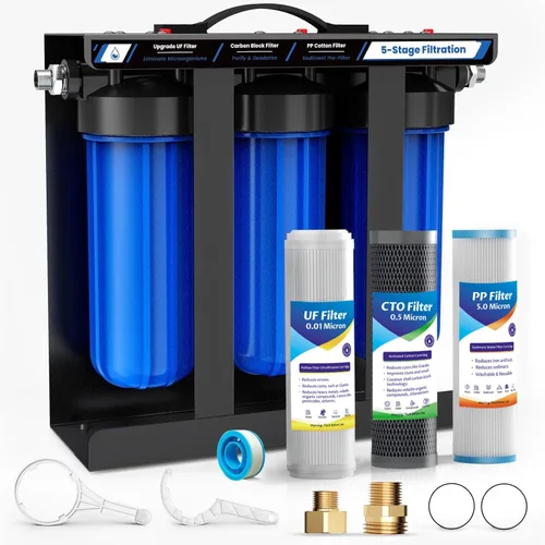 Vista 8 de Sistema de Filtro de Agua para RV, Filtración de Agua de 5 Etapas para Autocaravanas y Cámpers, Filtros de 0.01 Micras Eliminan Sedimentos, Cloro