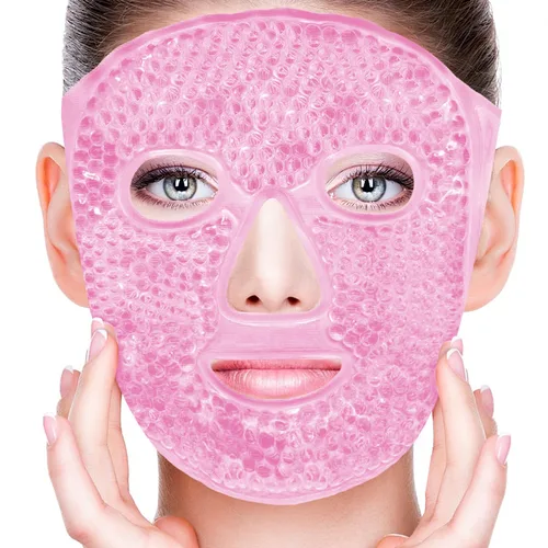 Vista 16 de Máscaras faciales frías, máscara facial de hielo, compresa fría y caliente, ojeras, hinchazón, migrañas y dolor de cabeza, enfriamiento