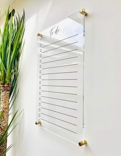 Vista 5 de Large Clear Acrylic To Do List for wall Dry-Erase Message White Board Calendar Wall Mounted Office Home Family Organization Tools Must Haves