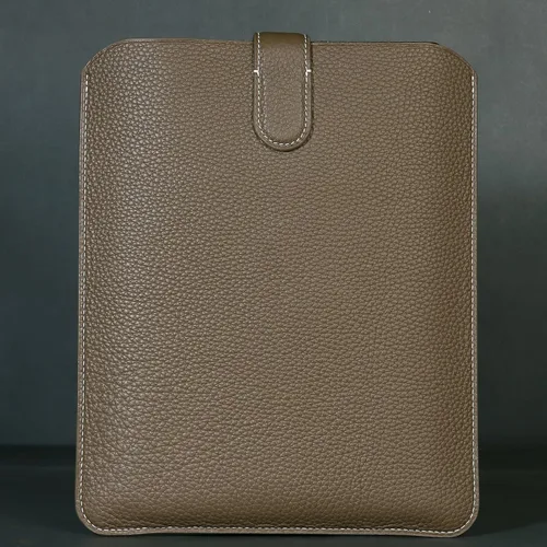 Vista 7 de Funda de cuero real para portátil de 14 pulgadas - MacBook-Pro M1 Gris