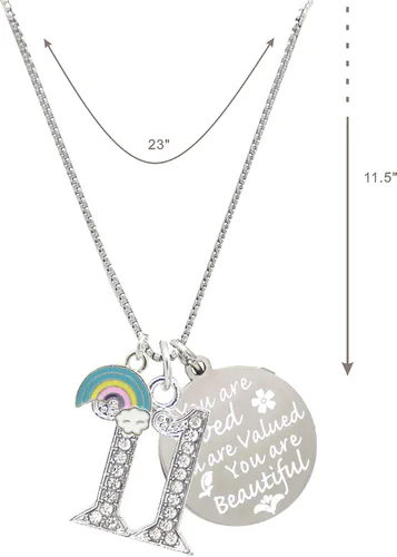 Vista 2 de Regalo de cumpleaños número 11, regalo de cumpleaños número 11, collar de cumpleaños número 11, regalos para niñas de 11 años, pulsera con dije