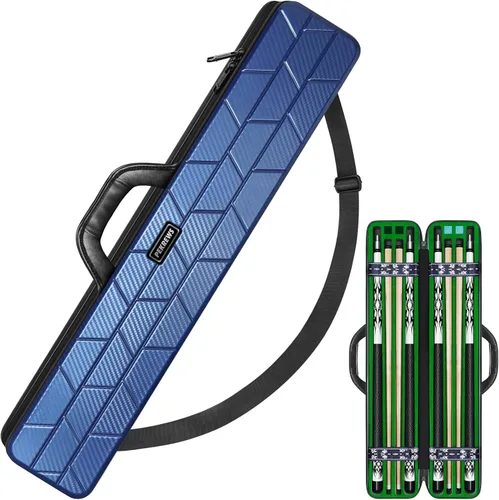 Vista 11 de PEKREWS Estuche para Taco de Billar, Funda Rígida para Taco de Billar 4x4 con 10 Ranuras Acolchadas, Bolsa de Billar Resistente con Mango de Cuero