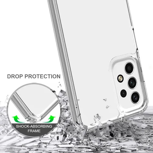 Vista 3 de Funda rígida para Samsung Galaxy A23 5G, transparente, delgada, rígida, híbrida, a prueba de golpes, con protector de pantalla de vidrio templado