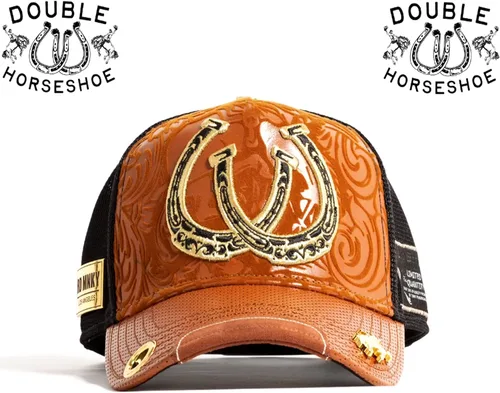 Vista 7 de Red Monkey Designs Gorra de camionero de doble herradura marrón RM1441 de edición limitada, Marrón