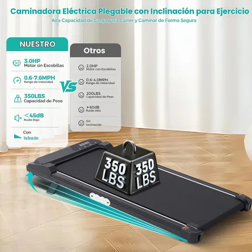 Vista 6 de Mini caminadora portátil con inclinación para el hogar pequeño