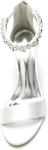 Vista 5 de Hyinlays Zapatos de tacón alto con punta abierta para mujer, tacón alto, para boda, baile de noche, baile, fiesta, correa de tobillo, zapatos