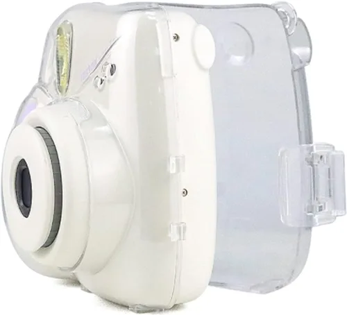 Vista 4 de Funda transparente para cámara instantánea Fujifilm Instax Mini 7+ 7 Plus, funda de cristal para cámara con correa de hombro extraíble Solo funda