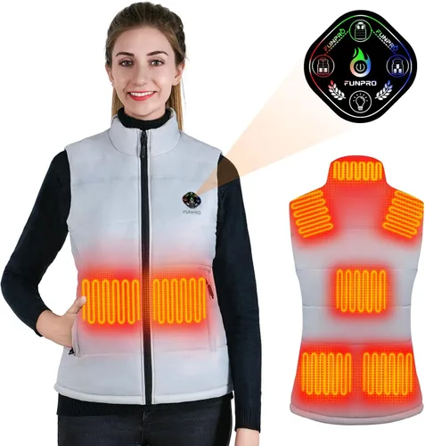 Vista 7 de FUNPRO Heated Vest for Women, Smart Heated Jacket, Lights-out Design, Battery Pack Not Included