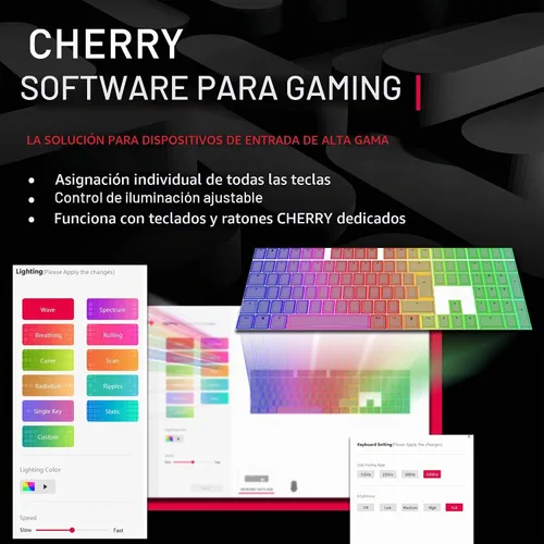 Vista 9 de Cherry Ratón para juegos con cable MC 2.1 con iluminación RGB con botones programables y perfiles de usuario. Cabe en tu mano. Diestro. Sensor Negro
