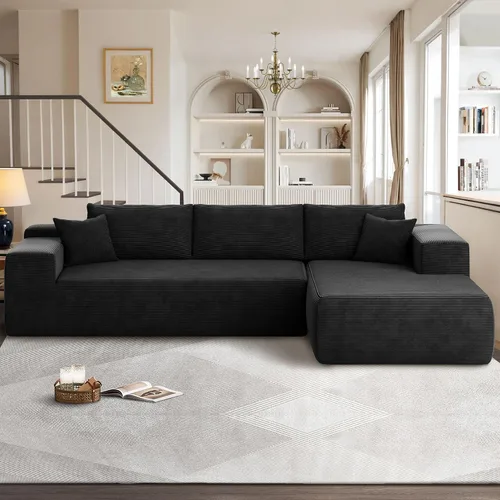 Vista 15 de Sofás seccionales Cloud de 96 pulgadas para sala de estar, sofá sin hueso en forma de L con cómoda silla, sofá modular con asiento profundo,